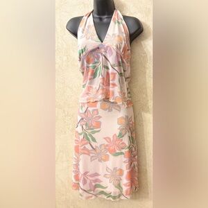 See You Monday Floral Halter Neck Skirt Set